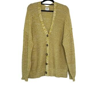 Urban Outfitters BDG Harper Yellow Marled Longline Button Up Cardigan Medium
